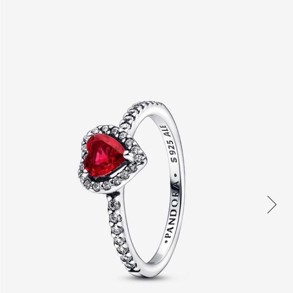 Pandora silver ring with red heart.